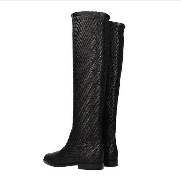 Christian Dior Black Global OTK Woven Intrecciato Riding Boot Size 38 ~ New! - Picture 8 of 10